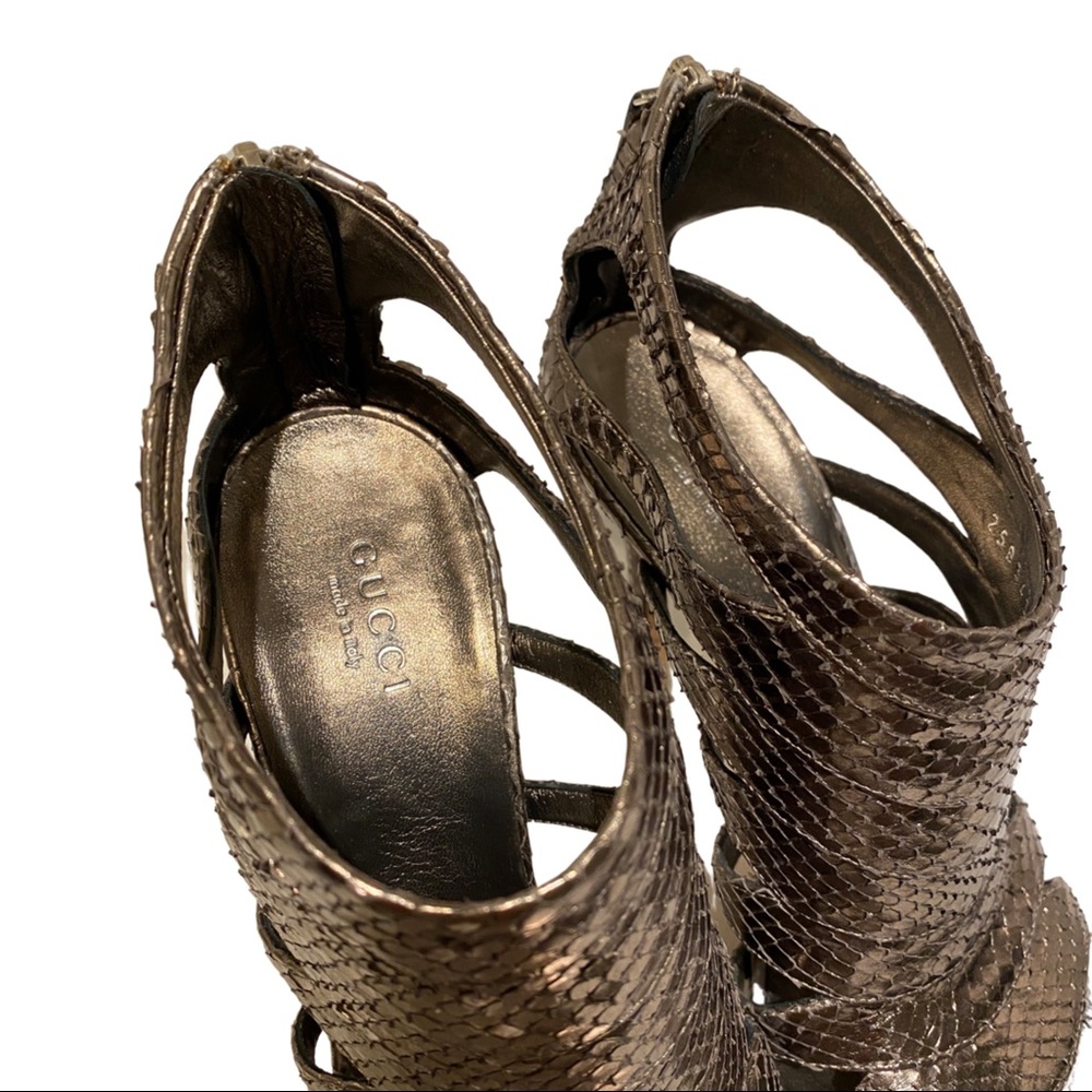 Gucci Metallic Bronze Pitone/Python Shootie Size 6 - image 5